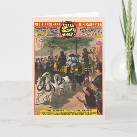 Vintages Zirkusposter eines Affentrainers Karte (Vorderseite)