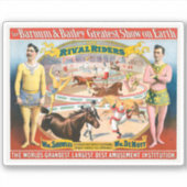 Vintages Zirkusposter männlicher Reiter und Clowns Aufkleber (Vorderseite)