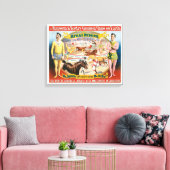 Vintages Zirkusposter männlicher Reiter und Clowns Leinwanddruck (Insitu (Wohnzimmer))