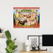 Vintages Zirkusposter männlicher Reiter und Clowns Poster (Heimbüro)