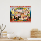 Vintages Zirkusposter männlicher Reiter und Clowns Poster (Küche)