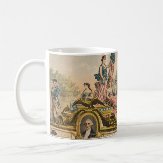 Vintages Zirkusposter mit Paradefahrt Float Kaffeetasse (Links)