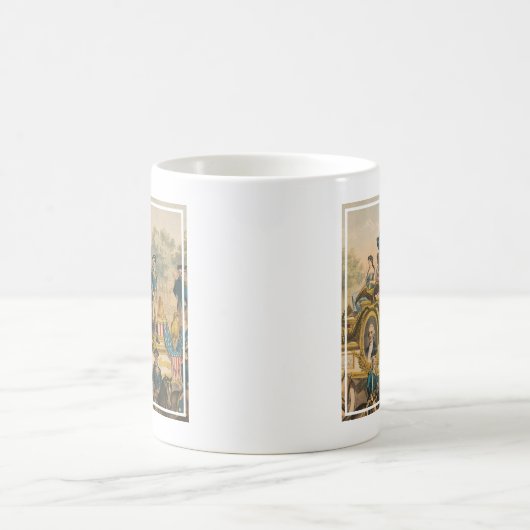 Vintages Zirkusposter mit Paradefahrt Float Kaffeetasse (Mittel)