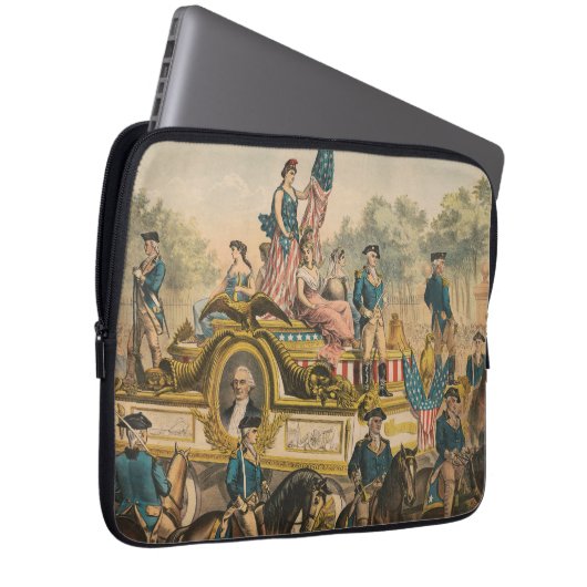 Vintages Zirkusposter mit Paradefahrt Float Laptopschutzhülle (Vorne Rechts)