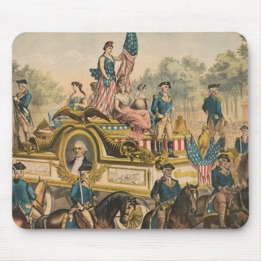 Vintages Zirkusposter mit Paradefahrt Float Mousepad (Vorne)