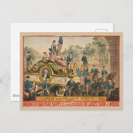 Vintages Zirkusposter mit Paradefahrt Float Postkarte (Vorne/Hinten)