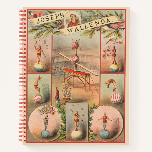 Vintages Zirkusposter mit Schauspielszenen der Akr Notizblock (Vorderseite)