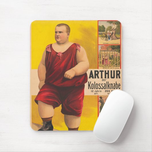 Vintages Zirkusposter von Arthur, dem Kolossalskid Mousepad (Mit Mouse)