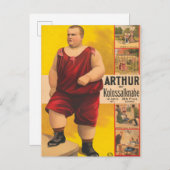 Vintages Zirkusposter von Arthur, dem Kolossalskid Postkarte (Vorne/Hinten)