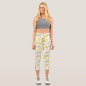 Vintages Zitronenbaummuster Capri Leggings (Vorderseite)