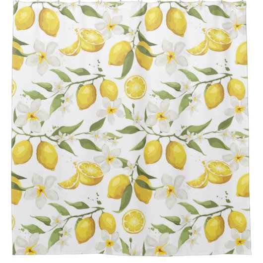 Vintages Zitronenbaummuster Duschvorhang (Vorderseite)