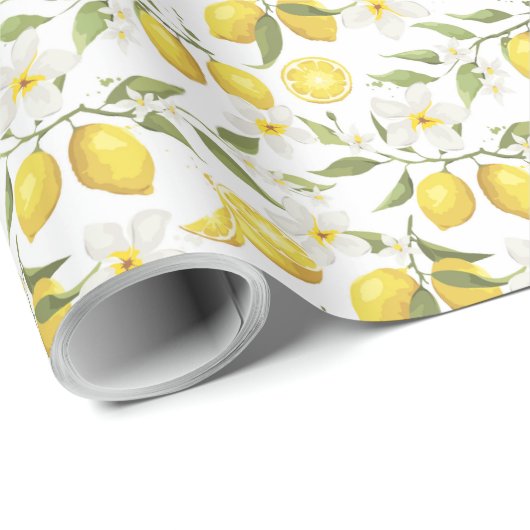 Vintages Zitronenbaummuster Geschenkpapier (Rolleneckpunkt)