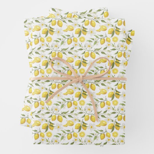 Vintages Zitronenbaummuster Geschenkpapier Set (Beispiel)