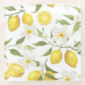 Vintages Zitronenbaummuster Glasuntersetzer (Vorderseite)