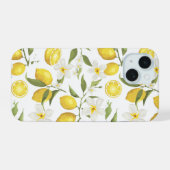 Vintages Zitronenbaummuster iPhone 15 Hülle (Rückseite (Horizontal))