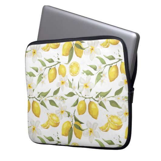 Vintages Zitronenbaummuster Laptopschutzhülle (Vorderseite Links)