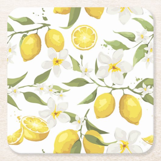 Vintages Zitronenbaummuster Rechteckiger Pappuntersetzer (Vorderseite)