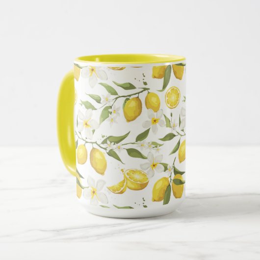 Vintages Zitronenbaummuster Tasse (Vorderseite Links)