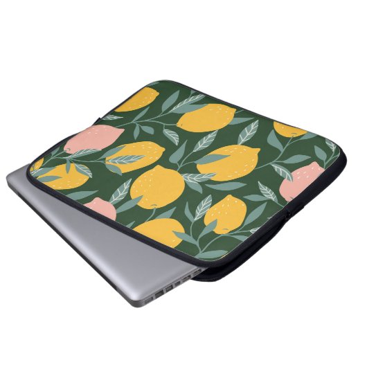 Vintages Zitronenfrucht Nahtloses Muster Laptopschutzhülle (Vorne Knopf)