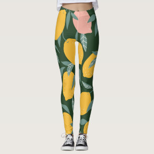 Vintages Zitronenfrucht Nahtloses Muster Leggings