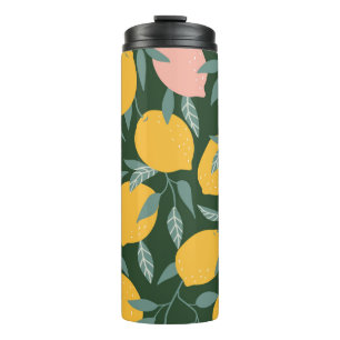 Vintages Zitronenfrucht Nahtloses Muster Thermosbecher
