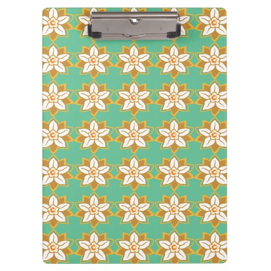 Vintages Zitronengrün und Gelb-Jonquil-Muster Klemmbrett (Vorderseite)