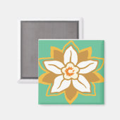 Vintages Zitronengrün und Gelb-Jonquil-Muster Magnet (Vorderseite/Rückseite)