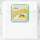 Vintages Zitronenschild Sommerfrüchte Quadratischer Aufkleber (Tasche)