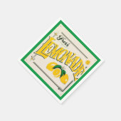 Vintages Zitronenschild Sommerfrüchte Serviette (Ecke)