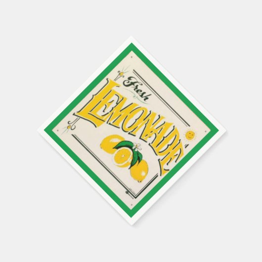 Vintages Zitronenschild Sommerfrüchte Serviette (Ecke)