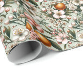 Vintages Zitrusblumenmuster Geschenkpapier (Rolleneckpunkt)