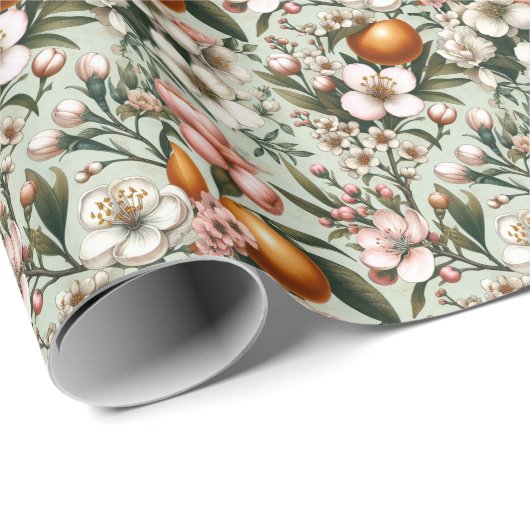 Vintages Zitrusblumenmuster Geschenkpapier (Rolleneckpunkt)