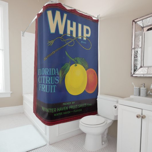 Vintages Zitrusfrüchteetikett Duschvorhang (Beispiel)