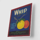 Vintages Zitrusfrüchteetikett Quadratische Wanduhr (Winkel)