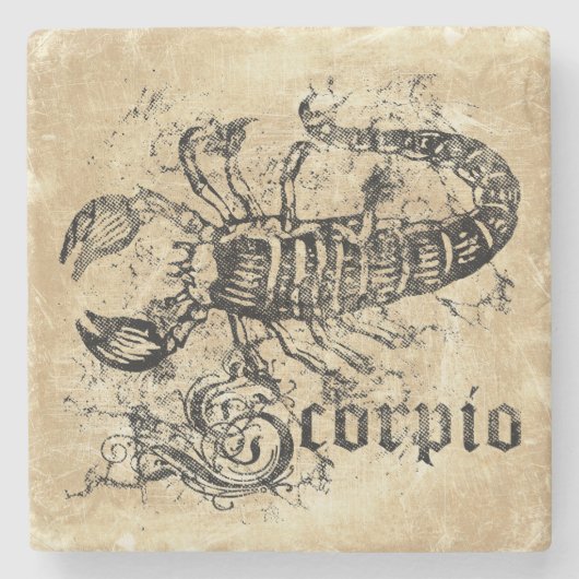 Vintages Zodiac-Skorpio Steinuntersetzer (Vorderseite)