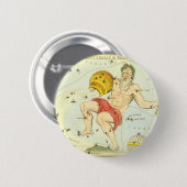 Vintages Zodiak, Astrologie Aquarius-Sternbild Button (Vorne & Hinten)