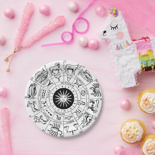 Vintages Zodiakrad Pappteller (Party)