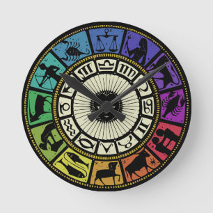 Vintages Zodiakrad Runde Wanduhr