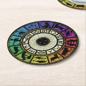 Vintages Zodiakrad Runder Pappuntersetzer (Angewinkelt)