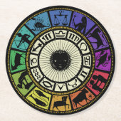 Vintages Zodiakrad Runder Pappuntersetzer (Vorderseite)