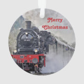 Vintages Zugdampflokomotive Foto Weihnachten Ornament (Rückseite)