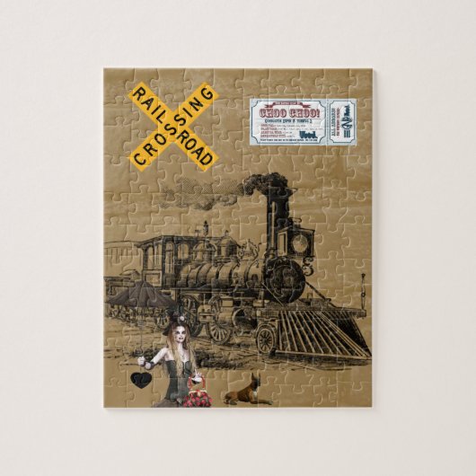 Vintages Zugdekoratives Puzzle (Vertikal)