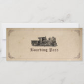 Vintages Zugticket zum Geburtstag Einladung (Rückseite)