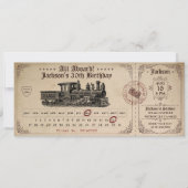 Vintages Zugticket zum Geburtstag Einladung (Vorderseite)