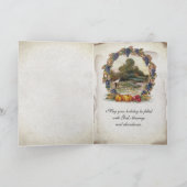 VintageThanksgiving Wreath Harvest Scene Feiertagskarte (Innenseite)