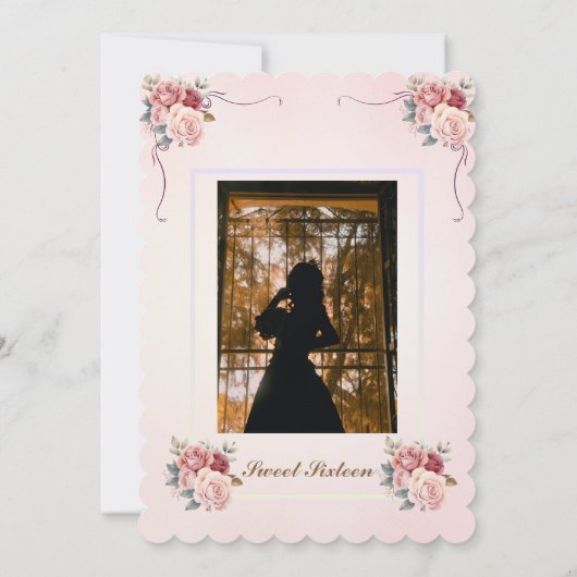 Vintange Sweet 16 / Quinceañera Vielen Dank Hinwei Einladung (Rückseite)