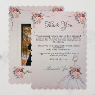 Vintange Sweet 16 / Quinceañera Vielen Dank Hinwei Einladung