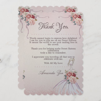 Vintange Sweet 16 / Quinceañera Vielen Dank Hinwei Einladung