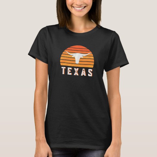 Vintge Austin Texas Keep It Weird Longhorn Sunset T-Shirt (Vorderseite)