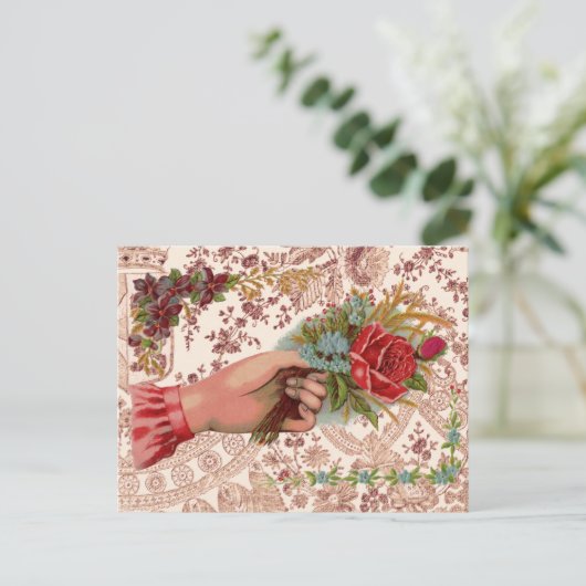 Vintge Bouquet Postkarte (Stehend Vorderseite)
